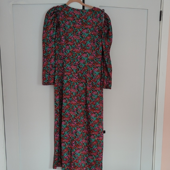 J. Crew Red and Blue Maxi Dress with Puff Sleeves - Picture 3 of 8